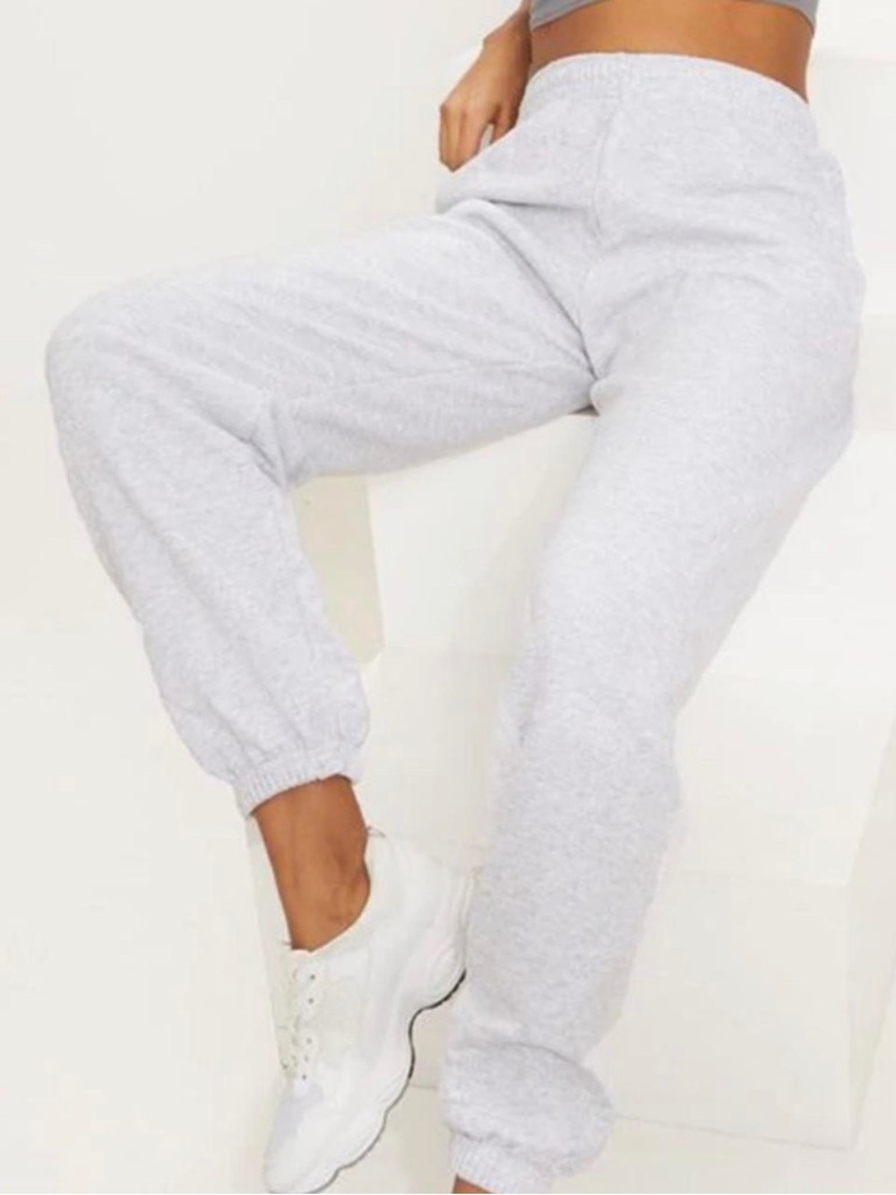 PrettyLittleThing Light Gray Track Joggers